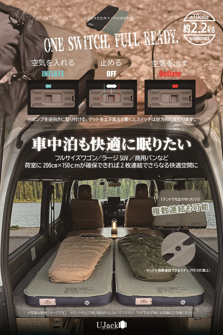 【早期予約割/2027年1月中旬以降出荷予定】CMD PAD M79 電動ポンプ内蔵インフレータブルマット リバーシブル仕様：厚さと寝心地